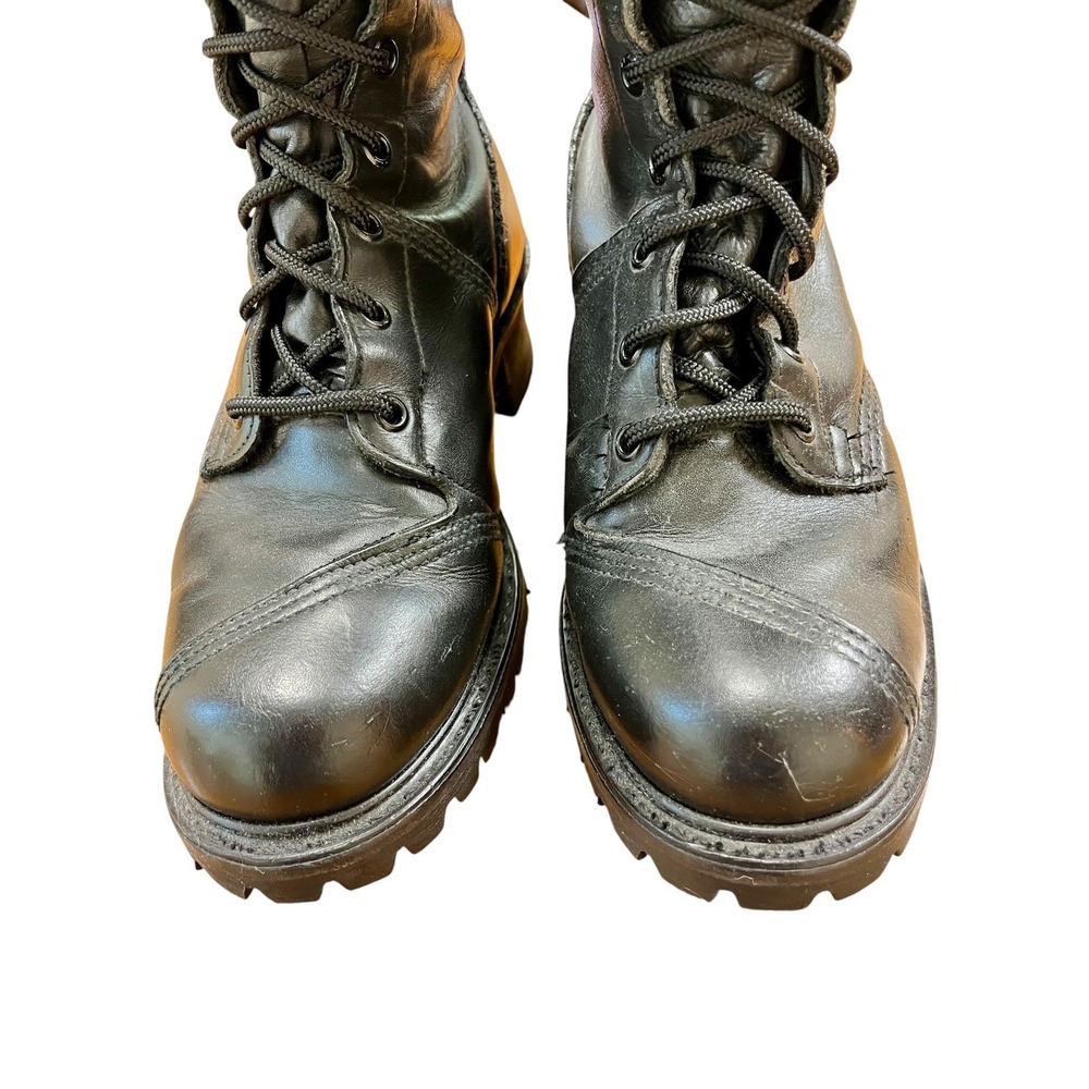 Rare Vintage FRYE Campus Lug Lace Up Boots Sz 9 Black Leather Knee High 90s Goth - Picture 8 of 10